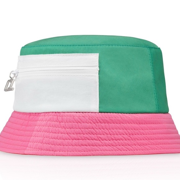 Christian Louboutin NWT Bobiviz Medium green pink white bucket hat w/ visor - Picture 8 of 8